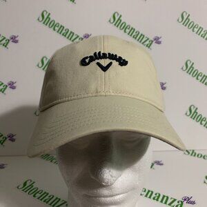 Callaway Hat Heritage Twill Adjustable Golf Cream Beige Navy Logo Cap One Size